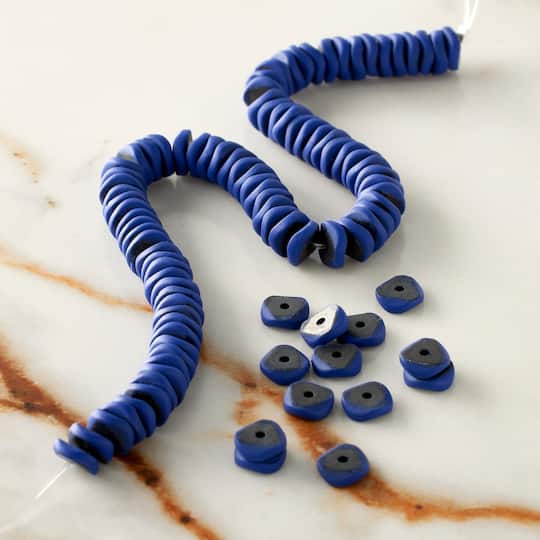 Blue Painted Reconstituted Hematite Wave Heishi Beads, 5.8mm by Bead Landing®